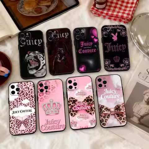 Y2K Vintage J-Juicy Couture Phone Case Silicone Soft For IPhone 17 16 15 14 13 12 11 X XR Plus Pro M
