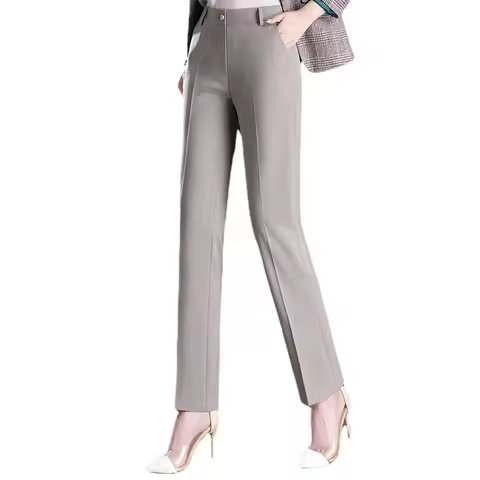 New Autumn Fashion Trousers Women's High Waisted Straight Suit Pants Loose Dress Pants Black Beige G