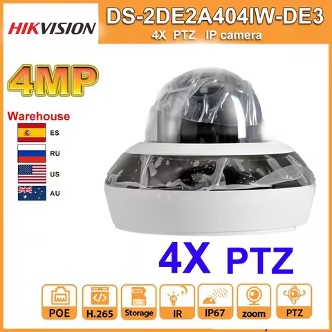 HIKVISION PTZ 4MP IP Camera DS-2DE2A404IW-DE3 IR PoE Security Camera Built-in MIC 4X Optical Zoom 2.