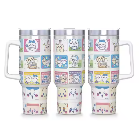 Chiikawa Hachiware usagi Tumbler Hot Drinks Water Bottle Portable Stainless Steel Thermal Mug Graphi