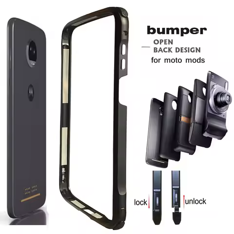 Moto Z3 / Z3 Play Case Bumper,Mods Compatible Aluminum Metal Cover 4 Corners f Protective Slim Fit f