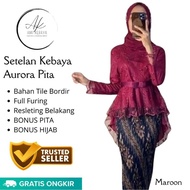 Aurora Ribbon Kebaya Suit Free Hijab | Graduation Kebaya | Modern Kebaya | Fuji Kebaya | Invitation Dress | Women's Fashion
