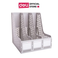 Deli vertical 3-compartment document rack - PP plastic - Gray - E9845