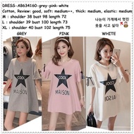 Star Mini Dress Casual T Korea Ab63460 Putih Pink Abu Putih