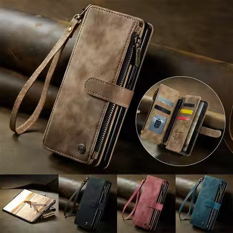 Leather Case for Samsung Galaxy Z Fold 7 6 Fold 5 4 3 Flip Purse Book Coque Retro Wallet Vintage Car