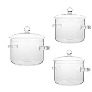 Glass Saucepan with CoverStovetop Cooking Pot with Lid and Handle Simmer Pot Clear Soup Pot High Bor