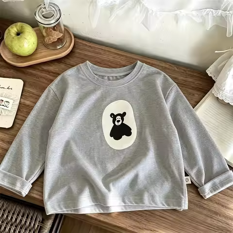 Long Sleeve Tshirt 2 3 4 5 6 7Years Old Kids Crewneck Pullovers Printed Base Shirt Cute Clothing Boy
