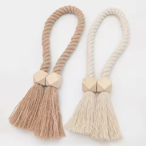 2pcs Log Curtain Straps a Pair of Magnetic Absorption Buckles Decorative Creative Tassel Tie Rope Ti