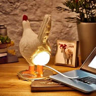 Desk Light Night Light Simulation Night Light White Egg Laying Chicken Night Light Decorations Novel