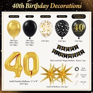 114pcs 40th Birthday Decorations for Men, 40th Birthday Decorations with 40th Birthday Banner Black 