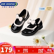江博士（DR·KONG）春秋儿童礼仪鞋魔术贴公主鞋 女童表演英伦风黑皮鞋 黑色 25码 适合脚长约15.5-16.0cm