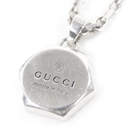 成色極佳 □ GUCCI 779175 商標錒刻 AG925 八角形鏈項鍊 銀色，附原廠盒和防塵袋 義大利製造 總重 23.26克 男士