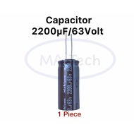 2200uF 63V capacitor 2200uF/63Vdc 2200uF/63Volt Size 18.0x40.0 mm Amount 1 Piece Electric