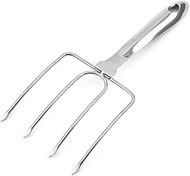 1 Piece Stainless Steel Poultry Lifter Four Needle Meat Fork Roaster Poultry Fork Roaster Fork Turkey Lifter Turkey Fork Meat Lifting Fork for Transfer Chicken or Ham Easily, Silver