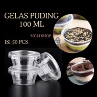 Pudding Cup + Lid 50 Pcs Pudding Cup/, Sauce Cup, Thinwall Pudding - 100ML Pudding Cup