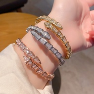 Open Bangle Thick Gold Spring Full Diamond Snake Bone Bracelet Female 18 Rose Gold Open Jewelry Snak