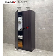 ALMARIIS® (PC51) 1 DOOR WADROBE WITH HANGING BAR & ADJUSTABLE SHELF / 1 PINTU ALMARI BAJU DENGAN RAK