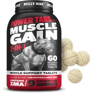 Bully Max 2-in-1 Muscle Builder Chewable Tablets for Puppies & Adult Dogs - Puppy & Dog Vitamins & S