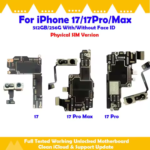 Physical SIM Clean iCloud 512G 256GB For iPhone 17 pro Max Motherboard iOS Update Support Main Logic