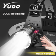 Yuoo 50000LM Powerful Headlamp XHP70 LED Headlight Sensor Outdoor Waterproof USB Rechargeable Zoom H