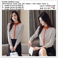 Baju Atasan Kemeja Wanita Blouse Korea Import AB235424 Orange Garis