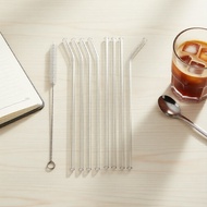 31cm borosilicate glass straws 8pcs + 2 brushes – reusable, heat-resistant – fits Stanley 10-piece s
