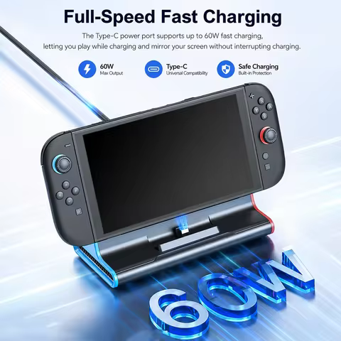 Docking Station for Switch 2 HDMI TV Converter 4K 60Hz Fast Charging USB Hub Type-C Adapter Gaming A