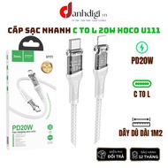 PD20W C to L Hoco U111 fast charging cable, parachute cord with 2 transparent charging heads, fast c