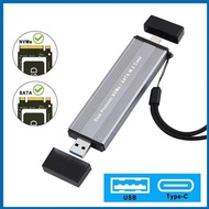 Dual Protocol M.2 NVMe SATA 2280 SSD Case Dual USB A+Type C 10Gbps