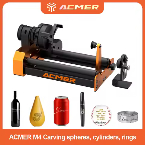 ACMER M4 Laser Engraver Rotary Roller Chuck 360° Rotary 3-Jaw Clippable Diameter 4-64mm for Cup Ring