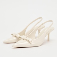 original new ZARAˉ 2024 Spring New Womens Shoes Patent Leather Bow Pointed Heel Mueller High Heels C