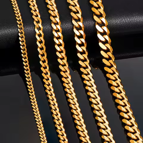 3.6mm/5mm/6mm/7mm/8mm Gold Color Stainless Steel Cuban Link Chains Classic Men Boy Curb Chunky Neckl