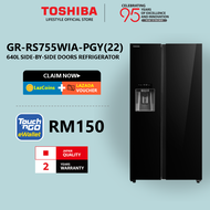 Toshiba GR-RS755WIA-PGY(22) 640L Side-By-Side Door Origin Inverter Refrigerator (Glass Black)/Peti S
