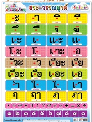 สระ-วรรณยุกต์ไทย สระ (ไม่มีภาพ) EQ-127 โปสเตอร์กระดาษ สื่อความรู้ หุ้มพลาสติก