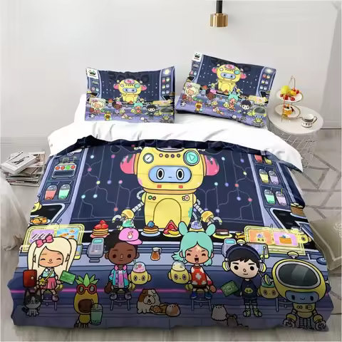 New Game Toca Life World Bedding Set Excavator Sheet King Twin Double Child Bedding Set Mircofiber o
