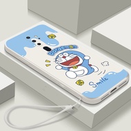Case OPPO Reno 8 7 8Z 7z 8T Reno 8 Pro 7 5 6 Lite Cartoon Blue Cat Lanyard Soft Tpu Phone Cases Cover