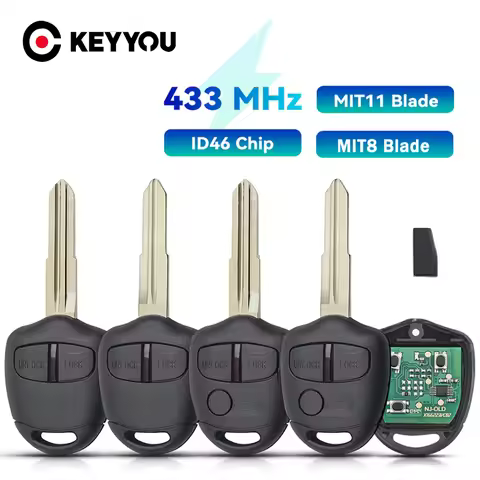 KEYYOU 2 Buttons Remote Control key Fob 433Mhz With ID46 Chip for MITSUBISHI Triton Pajero Outlander