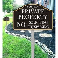 1 Pack Private Property No Trespassing Sign No Soliciting Sign for House and Yard -12" x 8" Rust/Fad