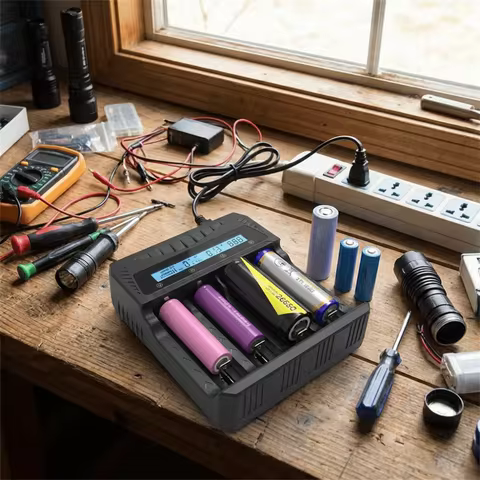 4 Slots Lithium battery charger 1.2V-1.5V Ni-MH 3.7V-4.2V Li-ion Intelligent LCD Battery USB Charger