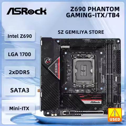 ASROCK Z690 Phantom Gaming-ITX/TB4 Gaming-ITX Intel Z690 MINI ITX Motherboard LGA 1700 DDR5 96GB Wi-