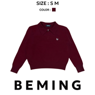Bemingtop1073(S-M)-BMG Zip Up Sweater - สเวตเตอร์ไหมพรมแขนยาวคอปกซิปหน้า