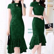 Dress Brukat Full Pesta Kondangan Shopia Lace / Long Dress Baju Wanita Natal / Dress Imlek Termurah