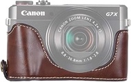 Camera Bag BZN 1/4 inch Thread PU Leather Camera Half Case Base for Canon G7 X Mark II (Black)(Coffee) (Color : Coffee)