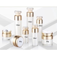 【Exclusive Online Deals】 1pc 15ml-100ml Gold Cosmetic Jar Lotion Vacuum Emulsion Bottle Press Pot Sample Vials Airless Makeup Container