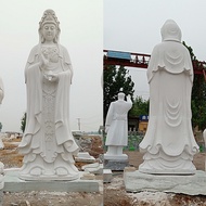 [ST]💘White Marble Stone Carving Guanyin Statue in Stock Supply Temple8High-Meter Large Alocasia Macrorrhiza Figure of Bu