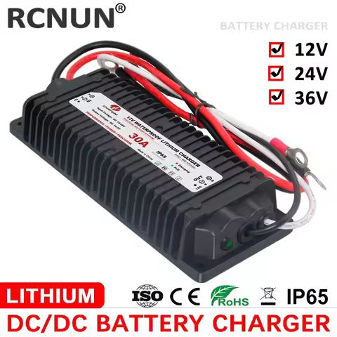 RCNUN Waterproof DC 10-36V 12V 24V to DC 14.6V 29.2V 43.8V Lifepo4 Lithium Battery Charger for RVs B