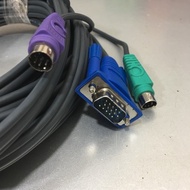 (BLcomputer) Kvm PS2 Cable 1.5m Long 2 Negative and Positive Ends KVM Switch Cable 3 in 1 PS2 Keyboar Mouse and VGA