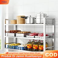 Rak Dinding Dapur Serbaguna Stainless Steel Rak Oven Microwave Rak Bumbu Dapur Dinding 2Susun