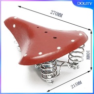 [dolity] Brown Artificial Leather Bike Seat Saddle Wide Cushioned Bicycle Saddle with Spring Suspens