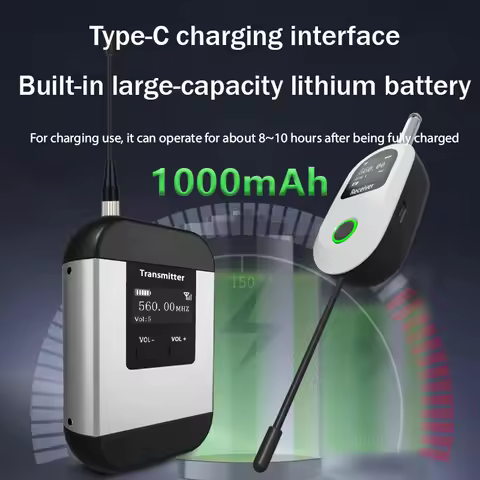 JT-02 Wireless Headset Lapel Microphone with Belt Pack & Built-in Reverb Control - UHF Tech, 8-9H Ba